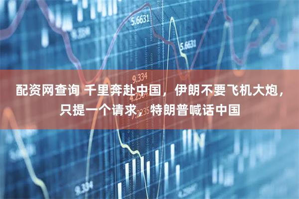 配资网查询 千里奔赴中国，伊朗不要飞机大炮，只提一个请求，特朗普喊话中国